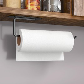 Zewa Kitchen Roll Holder No Drilling – Black Roll Holder, Both Are Available for Gluing and Drilling, Improved Kitchen Roll Made of Aluminium, Household Roll Holder, Kitchen Paper Holder