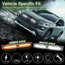Luces de rejilla LED para accesorios Toyota RAV4 2019-2024, luz de inserción de parrilla delantera exterior para 5ª generación Hybrid Adventure TR D Off-Road 531110R1205311142220 (luces blancas)