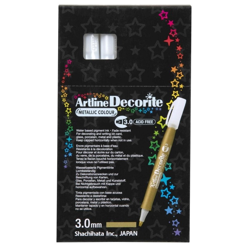 Artline 'Decorite' Metallic Silver Marker Pen 3.0mm for Card, Glass,