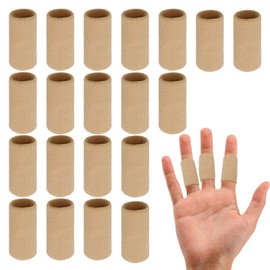 Miiqxx 20PCS Finger Compression Sleeves,Breathable Finger Support Unisex Sizing,for Thumb,Arthritis/Sports Protection,Basketball,Golf,Tennis,Etc (Nude)
