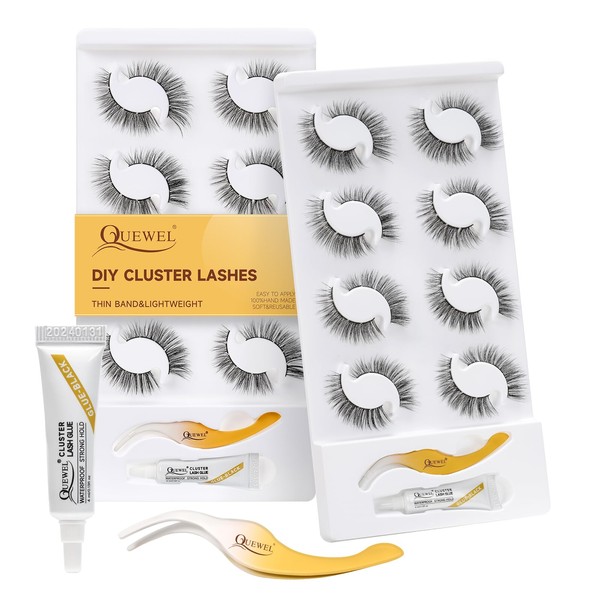 QUEWEL Lash Clusters Kit 8 Pairs Eyelash Clusters Natural Look,