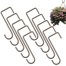 10 Pcs Vinyl Fence Hooks for Hanging Plants, 2 x 6 Inches Brown Powder Coated Over Fence Plant Hanger for Fences Indoor & Outdoor Hanging Lights, Plants & Planters, Bird Feeder, Pool Equipment