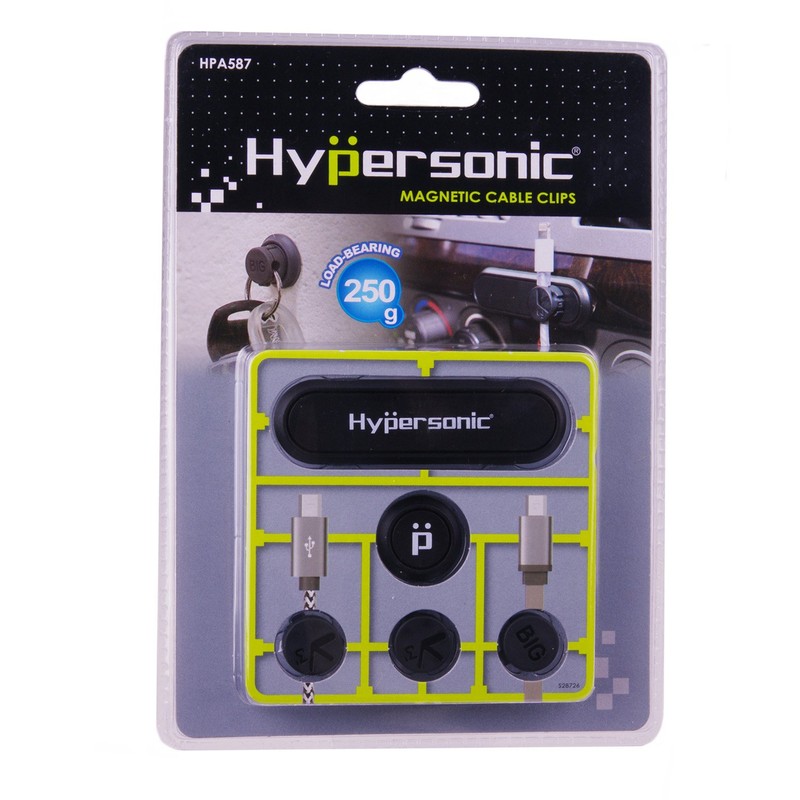 Hypersonic Black Cable Holder Universal Charging Wire Magnetic Clip Organizer