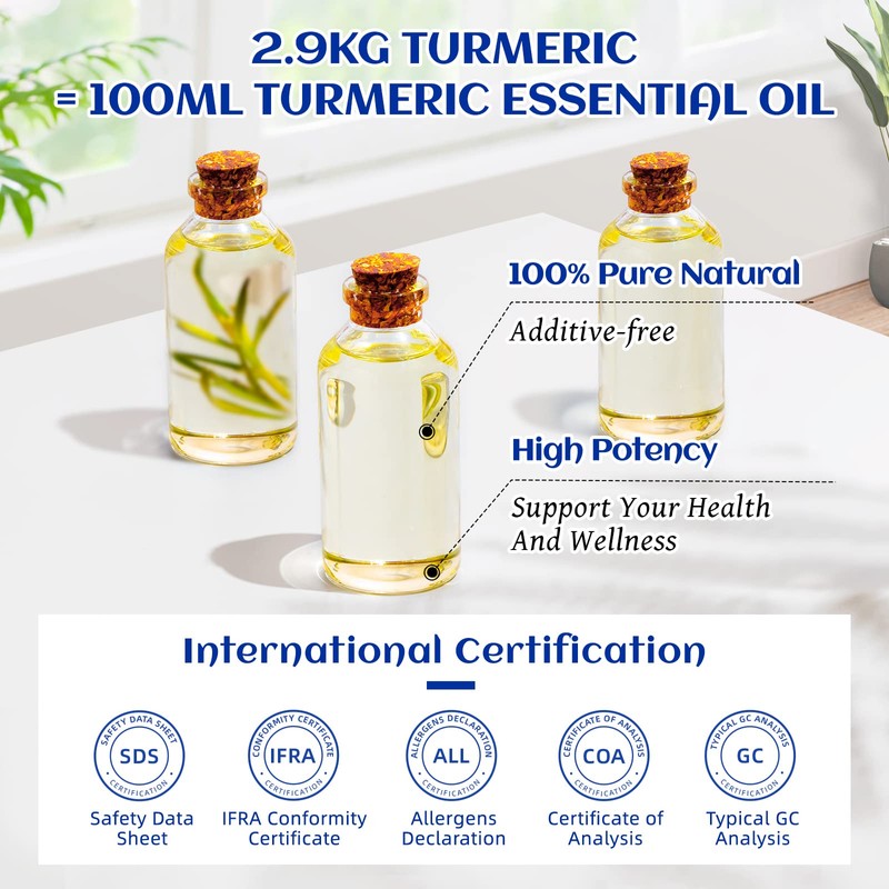 HIQILI HIQILI Peppermint Essential Oil and Turmeric Essential Oil, 100%