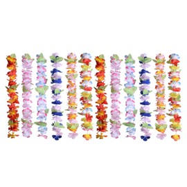 Homiliky Hawaiian Leis Garland Necklace,12PCS Hawaiian Leis Flower for Kids or Adults Luau Party Supplies,Tropical Luau Flower Lei Silk for Summer Theme Dress Party Favor and Hula Hawaiian Dance