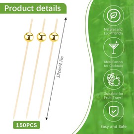 Cocktail Picks Flavored Toothpicks Appetizers Gold Long Toothpicks 150pcs Food Picks Toothpicks Wood Bamboo Toothpicks 4.7in Charcuterie Boards Accessories Skewers Kabobs Party Favors