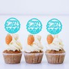 Ercadio 24 Pack Happy Easter Cupcake Toppers Blue Glitter Happy