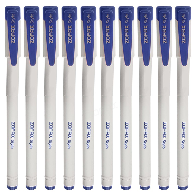 ZOFAX Stylo Ballpoint Pens, BLUE, Medium Point (1.0mm), Pack of