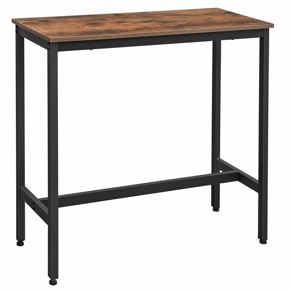 VASAGLE Bar Table, Narrow Long Bar Table, Kitchen Dining Table, High Pub Table, Sturdy Metal Frame, Industrial Design, Rustic Brown and Black ULBT10X, 15.7 x 39.4 x 35.4 inches