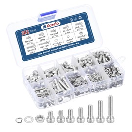 Kozelo 382pcs M4 Socket Head Cap Screws Bolts Nuts Assortment Kit - [M4x5/6/8/10/12/16/20mm] 304 Stainless Steel Allen Socket Drive for 3D Printer with Allen Wrench