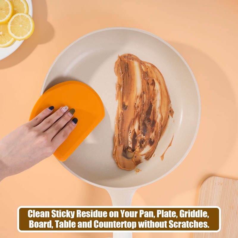 Silicone Dough Scraper with Stainless Steel Sheet, Curved Edge Flexible