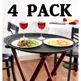 Unbranded 4 PACK 27" Black Oval Non-Skid Plastic Restaurant Commercial Bar Serving Tray