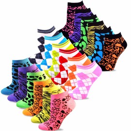 TeeHee Women's Socks No Show Low Cut Soft Acrylic Ankle 18 Pair School Dorm Essentials Gift for Her (Animal Print and Argyle)