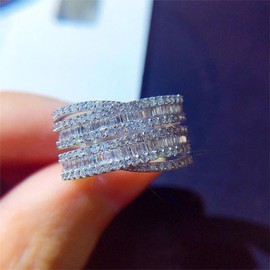 RKKOJJO 925 Sterling Silver Cubic Zirconia Ring Diamond Ring Engagement Ring Wedding Band Rings for Women