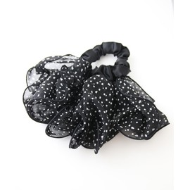 VINGTAINE HS-212 Scrunchie Polka Dot Pattern, Ruffle, Polka Dot, Volume, Large, Hair Accessory, Cute, Trend