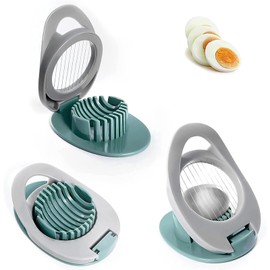 IUFDGHN Egg Slicer-Egg Slicer for Boiled Eggs,Egg Slicer with Stainless Steel,Multifunctional Egg Cutter for Evenly Slicing Boiled Eggs Ham Kiwi Banana and Strawberry(Green)