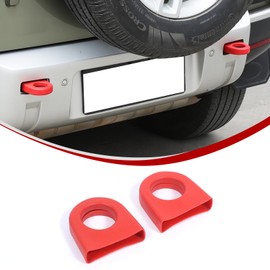 Land Rover Defender 90 110 2020-Present Trailer Hook Cover Tow Hook Rear Tow Eye Protector Rear Bumper Tow Bar Decoration Protective Cover Exterior Parts Rubber 2 Piece Set (Red)