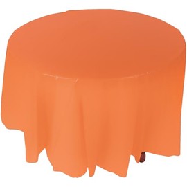 Fun Express Orange Plastic Round TABLECOVER (82") - Party Supplies - 1 Piece