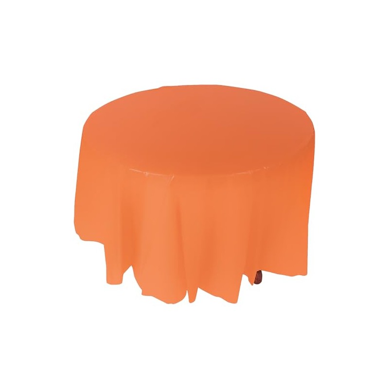 Fun Express Orange Plastic Round TABLECOVER (82") - Party Supplies