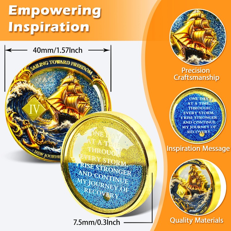 4 Year Sailing Through Storms Sobriety Coin – Journey into
