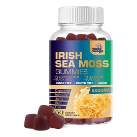 Mood Mingle Irish Sea Moss 2000mg Gummies - Bladderwrack Burdock Elderberry Black I (4PACK)