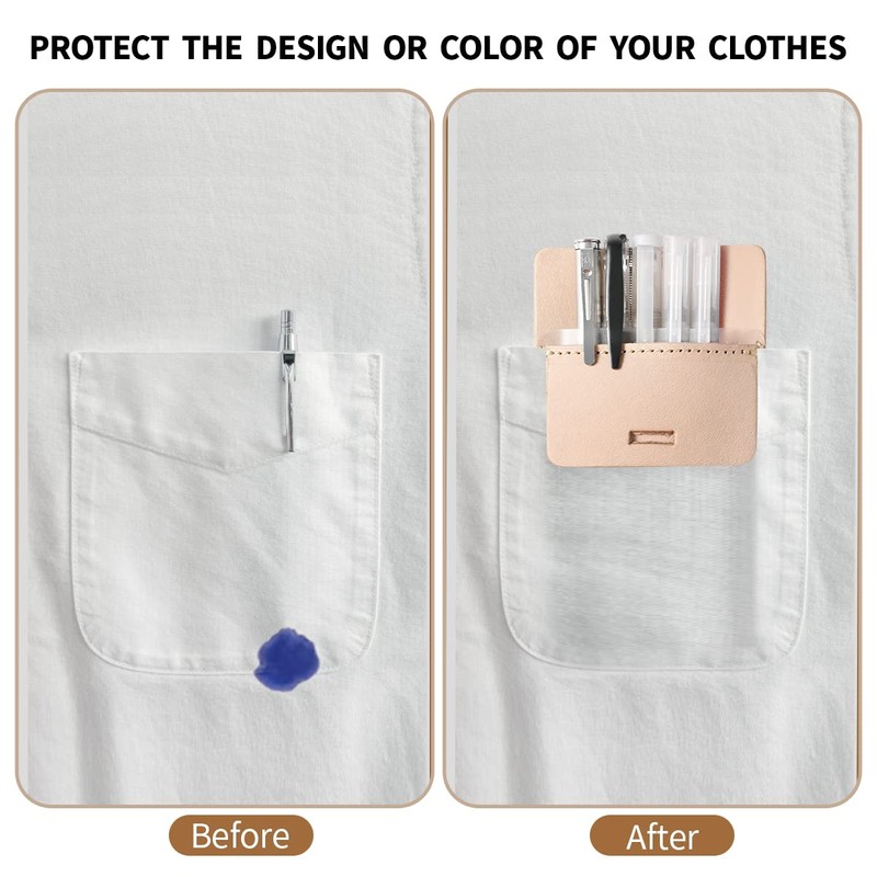 Ringsun Pocket Protector for Men, Full Grain Leather Pen Holder