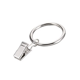 uxcell Curtain Clip Rings with Hooks Iron 1.25 Inch Inner Dia 3.5mm Thickness Drapery Ring for Window Curtain Rods Silver Tone 24 Pcs