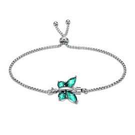 constantlife Crystal Butterfly Cremation Bracelet for Ashes for Women Stainless Steel Pendant Urn Keepsake Adjustable Wristband Bangle Memorial Jewelry Gift (Green)