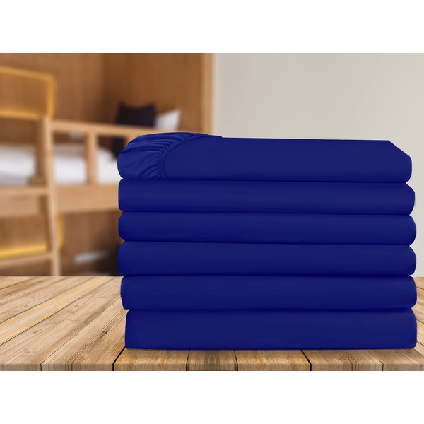 Elegant Comfort 6-Pack Fitted Bottom Sheets 1500 Thread Count Premium Hotel Quality, Deep Pocket, Wrinkle-Free, Stain and Fade Resistant, 6PACK Fitted Sheet, Cal King, Royal Blue