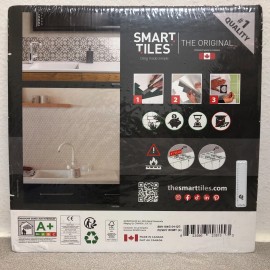 Smart Tiles SM1184 8.95" W X 8.98" L White Glazed Vinyl Adhesive Wall Tile 4 pc