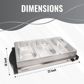 Alpha Living 3x2.5 QT Food Warmers for Parties Buffet Servers and Warmers – Premium Catering Supplies Buffet Display – Stainless Steel Electric Food Warmers with Temperature Control