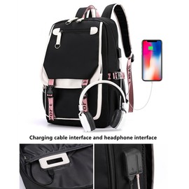 Yvechus - Mochila escolar para niños, mochila escolar con hombro para estudiantes y estuche (negro azul)