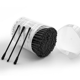 T&K Hisopos De Algodón Desechables Negros (160 Unidades) - Doble Punta (Pala Y Espiral) Para Limpieza De Oídos, Sin Pelusa, Biodegradables, Multiusos Para Maquillaje Y Manualidades