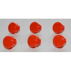 6 pc Set of Orange Sanwa Push Buttons OBSF-30-O