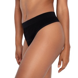 Sporty Stretch Absorbent Thong By The Period Co. | Organic Cotton Gusset Black