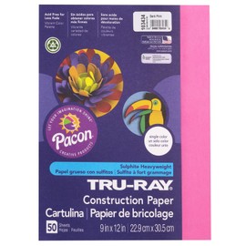 Tru-Ray® Construction Paper, Dark Pink, 9" x 12", 50 Sheets