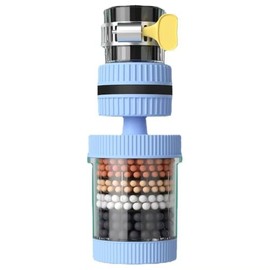 Water Faucet Filter Universal 15-32mm Round Faucet Adapter Activated Carbon Removes Chlorine Fluoride Heavy Metals Includes 5 Replacement Filter Pads