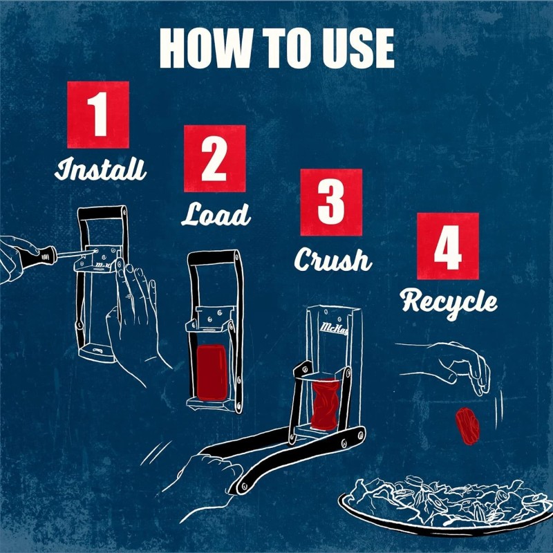 McKay 16 Oz Blue Can Crusher Smasher For Recycling Sturdy