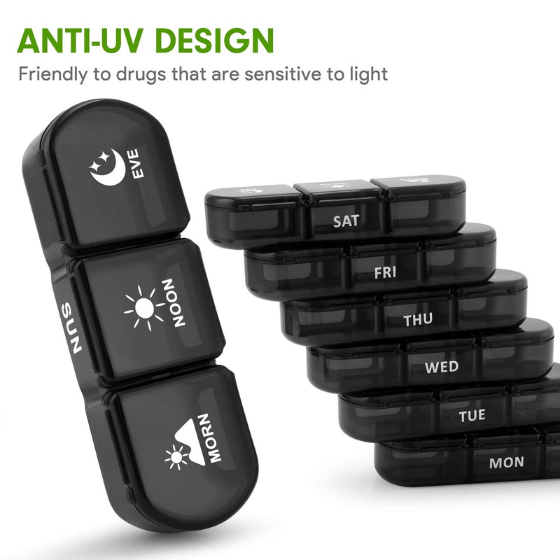 Fullicon Pill Organizer 3 Times a Day, Fullicon Weekly Pill