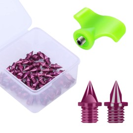 Lejof Carbon Steel Track Spikes, 50 Pcs 1/4 Inch Lighter Weight Spikes for Track, 0.47 Grams Spikes with Spike Wrench, Replacement Spikes for Track and Field Sprinting or Cross Country