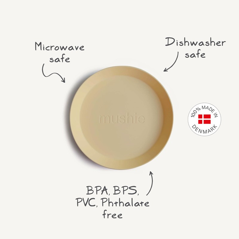 Mushie Rund Kinder Teller 2er Set (Soft Lilac)