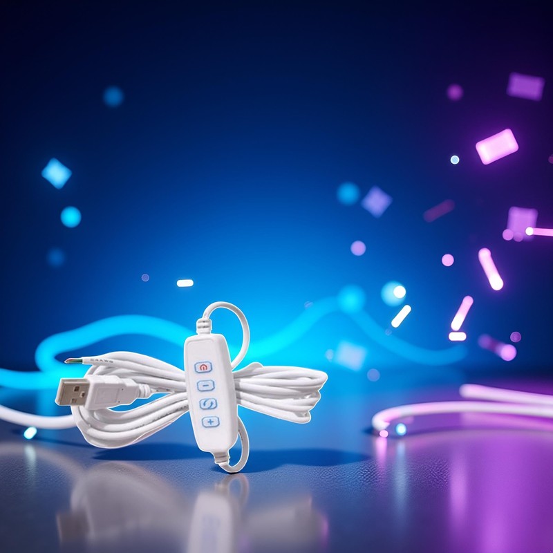 1 Pcs White DC5V USB LED Dimmer Extension Cable with