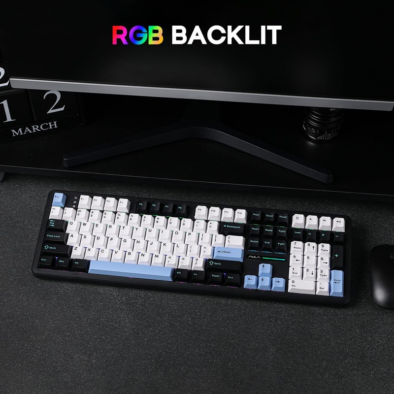 EPOMAKER Aula F108 Wireless Gaming Keyboard, Full Size Mechanical Keyboard