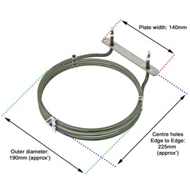 SPARES2GO 3 Turn Heating Element for Tricity Bendix Fan Oven/Cookers (2500W)