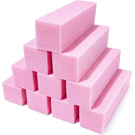 Professional 10 Pcs Nail Buffer Blocks - 120 Grit Nail Sanding Blocks for Natural & Acrylic Nails - Pink Manicure/Pedicure Tools for Salon & Home Gel Nails Care