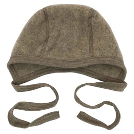 Ecoable Newborn Baby Bonnet, 0–6 Months | Organic Merino Wool Fleece, Pilot Cap with Ear Protection for Infants (Grey Melange, EU 62/68 | 3-6 Months)