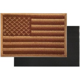 US ARMY AMERICAN FLAG PATCH DESERT TAN Embroidered FASTEN