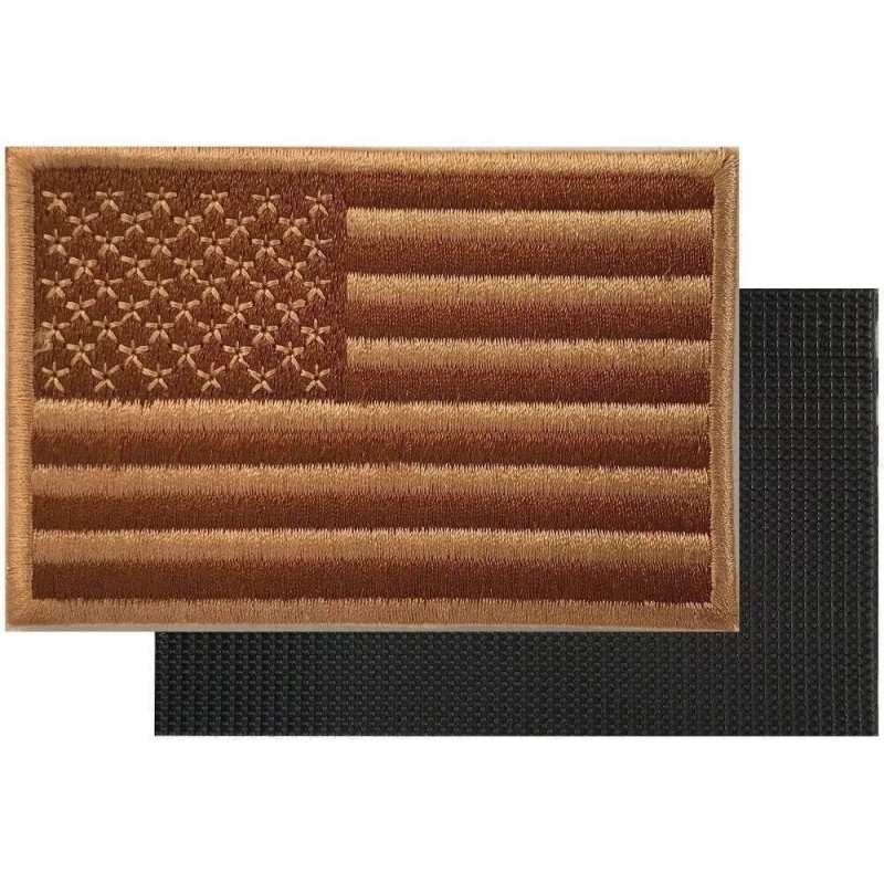 US ARMY AMERICAN FLAG PATCH DESERT TAN Embroidered FASTEN