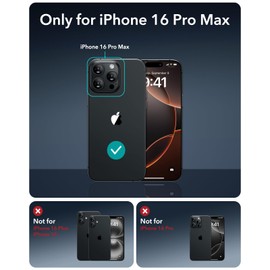 ESR ESR for iPhone16 Pro Max Case with MagSafe, Supports Magnetic Charging, Smooth & Slim Silicone Case, Shockproof, Full Screen and Camera Protection, Soft Microfiber Lining,Black