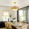 17.7 Inch Woven Rattan Linen Semi Flush Mount Ceiling Light